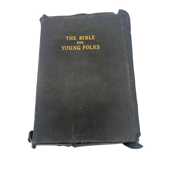 1945 Bible for Young Folks Illustrated KJV Leather Bound Book - Picture 1 of 10